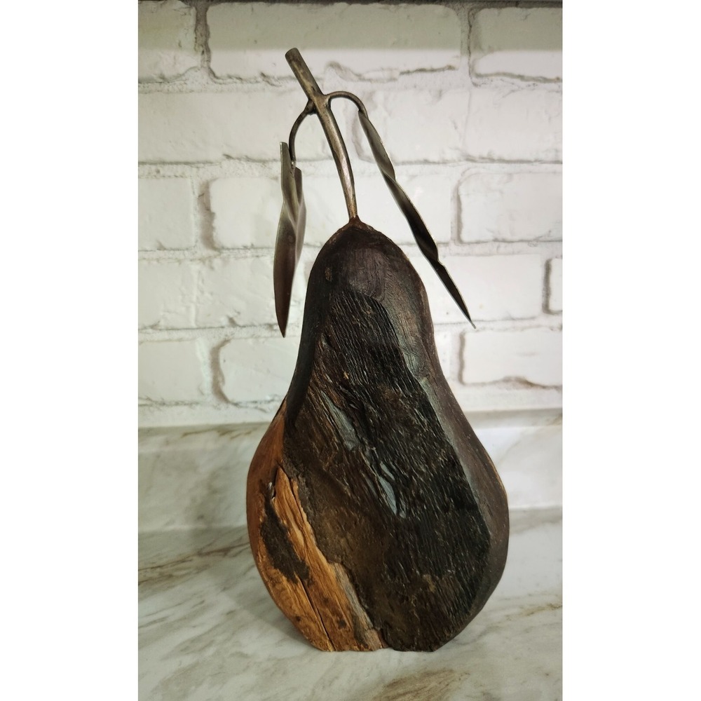 Deetjen & Meyer ? Solid Wood Two-tone Wooden Pear Pewter Stem & Leaves 12.5"